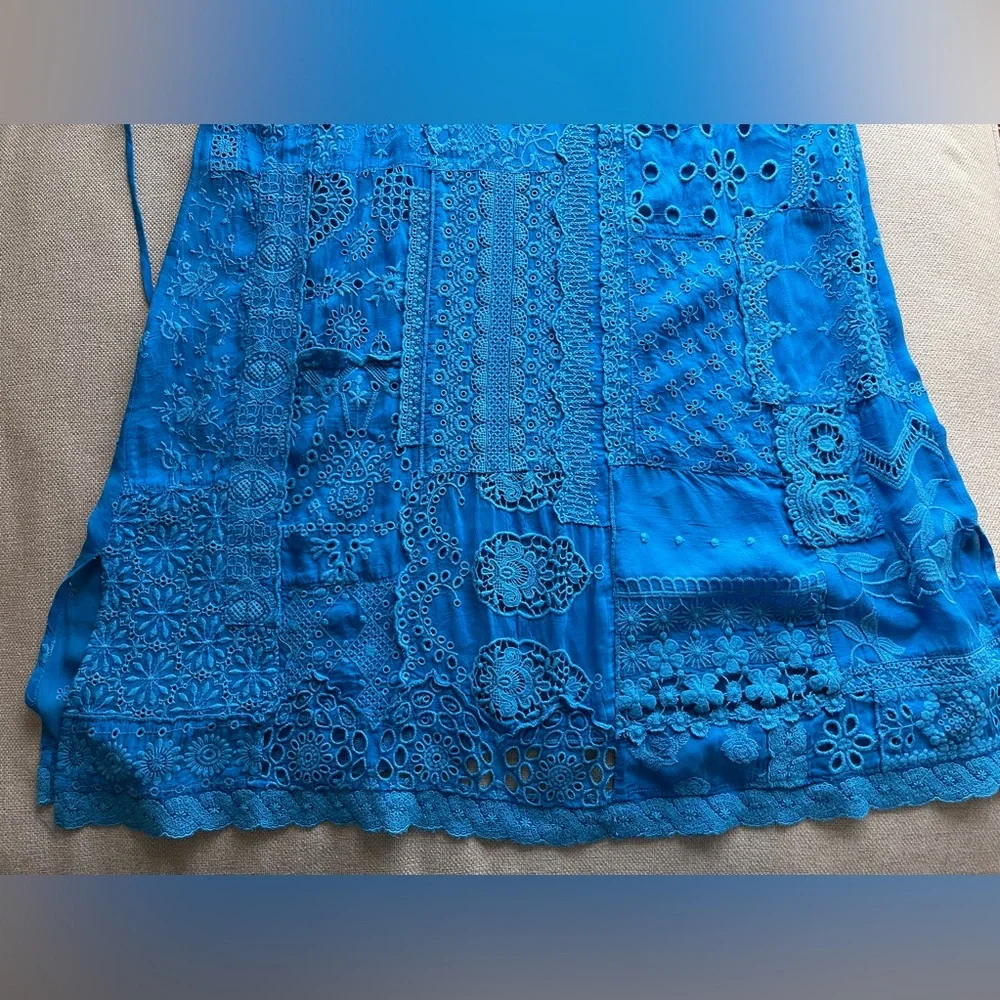 JOHNNY WAS Olympia Eyelet Midi Dress In Ocean Blue Size S - Picture 9 of 14